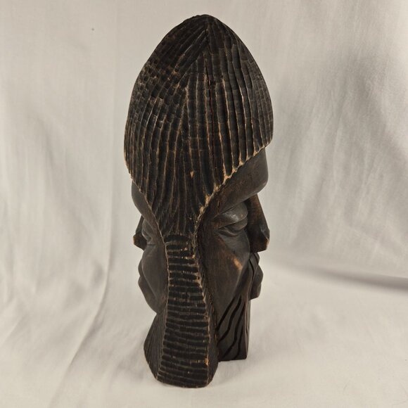 Vintage 12" Hand Carved African Tribal‎ Bust Sculpture Wooden Ebony? Duel Sided - Picture 7 of 10